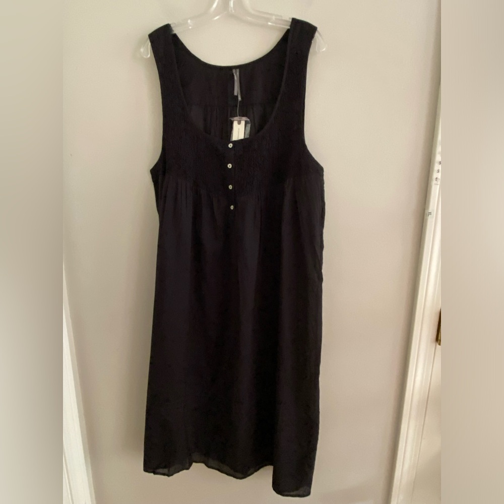 By Anthropologie Sleeveless Smocked Midi Nap Dress size L black new - Picture 5 of 5